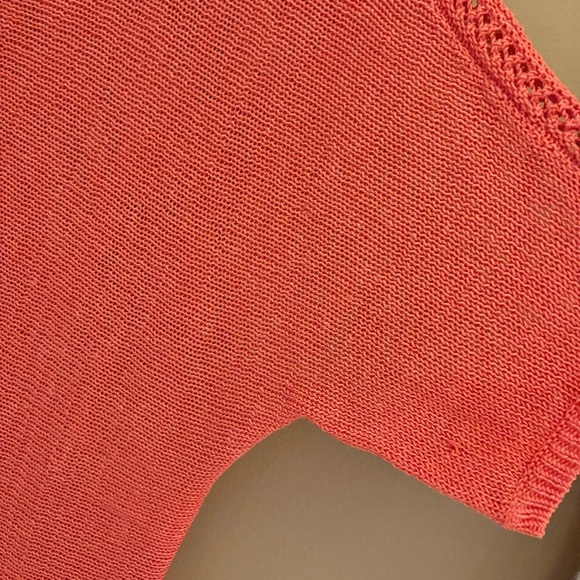 Chico’s Linen Open Knit Short Dolman Sleeve Sweater orange size 2 - Picture 5 of 7